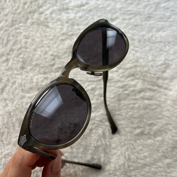 GUCCI Acetate Round Metal Sunglasses GG0071S Gray & Green - Picture 6 of 14